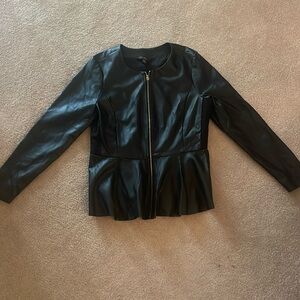Faux leather black jacket peplum size M